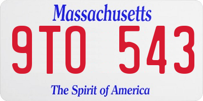MA license plate 9TO543