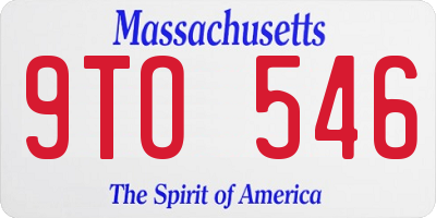 MA license plate 9TO546