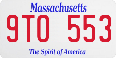 MA license plate 9TO553