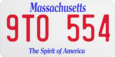 MA license plate 9TO554