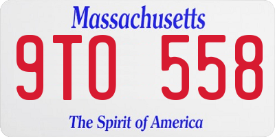 MA license plate 9TO558