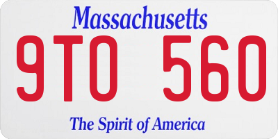 MA license plate 9TO560