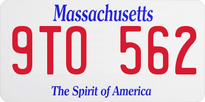 MA license plate 9TO562