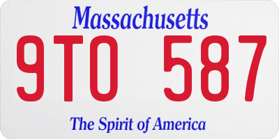MA license plate 9TO587