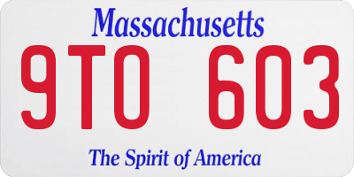 MA license plate 9TO603