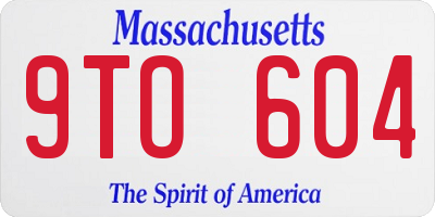 MA license plate 9TO604