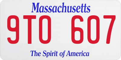 MA license plate 9TO607