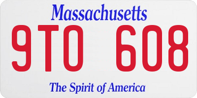 MA license plate 9TO608