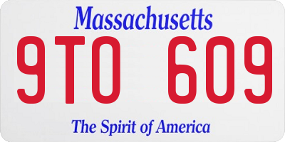 MA license plate 9TO609