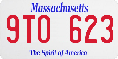 MA license plate 9TO623