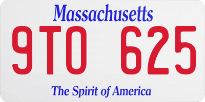 MA license plate 9TO625