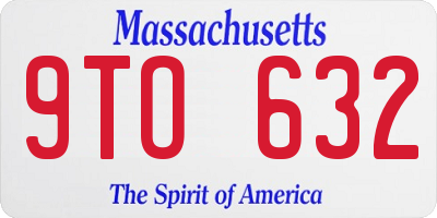 MA license plate 9TO632