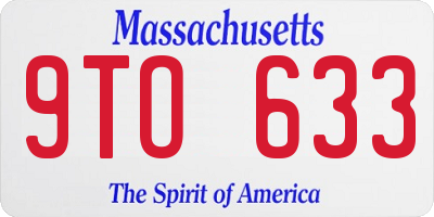MA license plate 9TO633