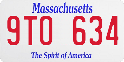 MA license plate 9TO634