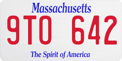 MA license plate 9TO642