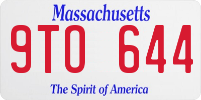 MA license plate 9TO644