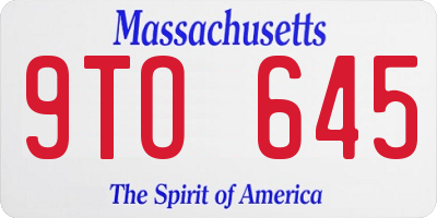 MA license plate 9TO645
