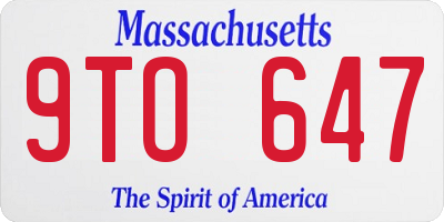 MA license plate 9TO647