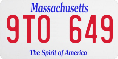 MA license plate 9TO649