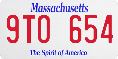 MA license plate 9TO654