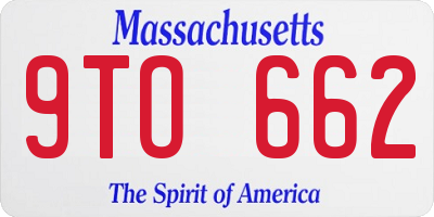 MA license plate 9TO662