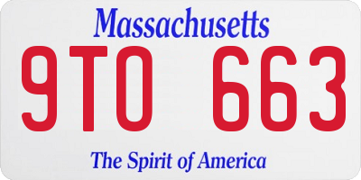 MA license plate 9TO663