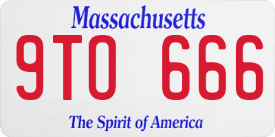 MA license plate 9TO666