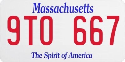 MA license plate 9TO667