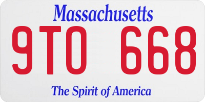 MA license plate 9TO668