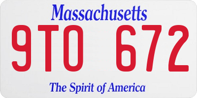 MA license plate 9TO672