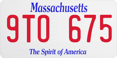 MA license plate 9TO675