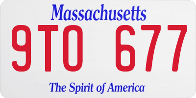 MA license plate 9TO677