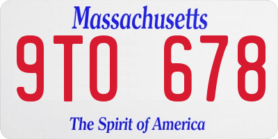 MA license plate 9TO678