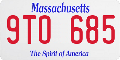 MA license plate 9TO685