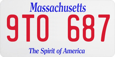 MA license plate 9TO687