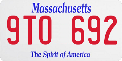 MA license plate 9TO692