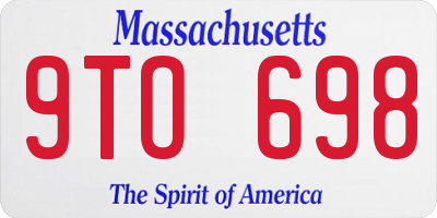 MA license plate 9TO698