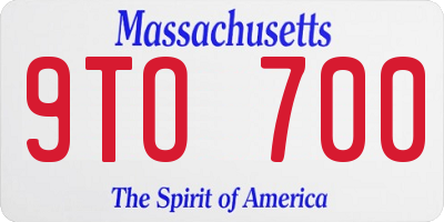 MA license plate 9TO700