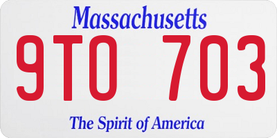 MA license plate 9TO703