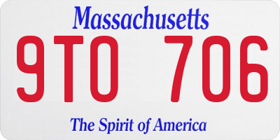 MA license plate 9TO706