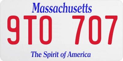MA license plate 9TO707