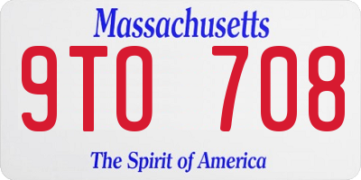 MA license plate 9TO708