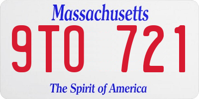 MA license plate 9TO721