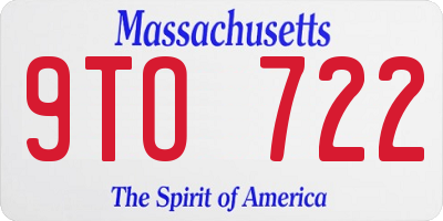 MA license plate 9TO722