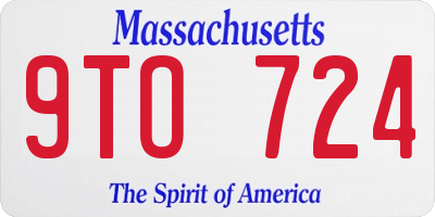 MA license plate 9TO724