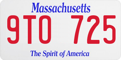 MA license plate 9TO725