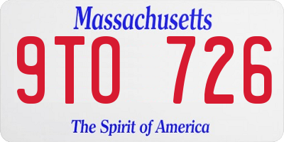 MA license plate 9TO726