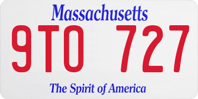 MA license plate 9TO727