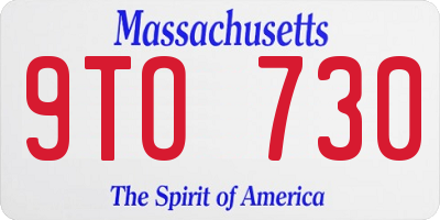MA license plate 9TO730