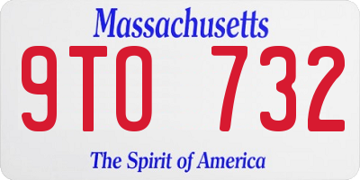 MA license plate 9TO732